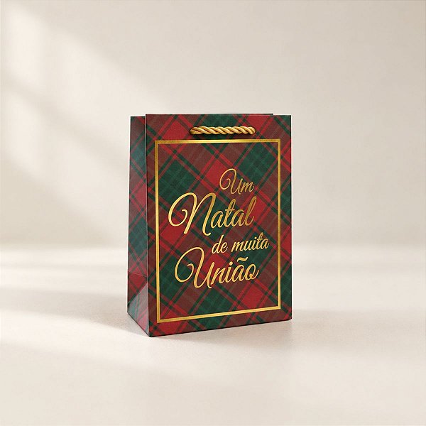 Sacola de Papel de Natal - Um Natal de Muita União - 12x6,5x16cm - 1 unidade - Rizzo