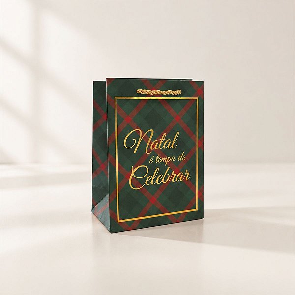 Sacola de Papel de Natal - Natal é Tempo de Celebrar - 12x6,5x16cm - 1 unidade - Rizzo