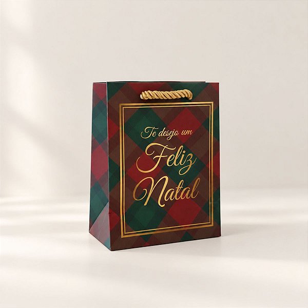 Sacola de Papel de Natal - Te Desejo um Feliz Natal - 12x6,5x16cm - 1 unidade - Rizzo