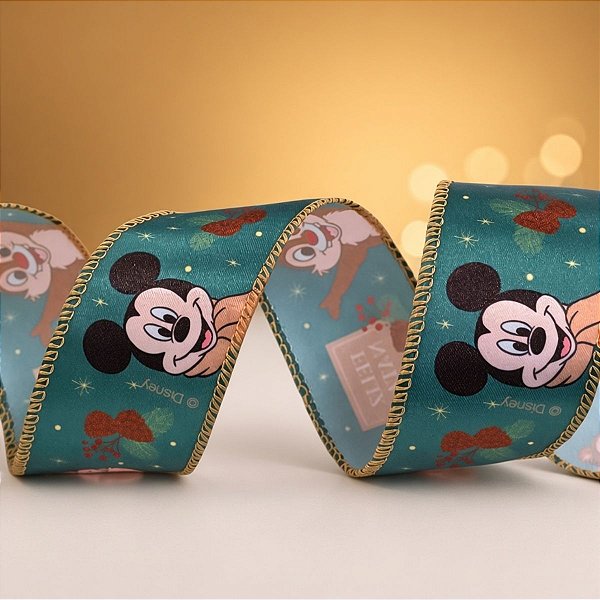 Fita Decorativa Aramada - Mickey Mouse - Verde - 6,3x914cm - Disney Original - 1 unidade - Cromus - Rizzo