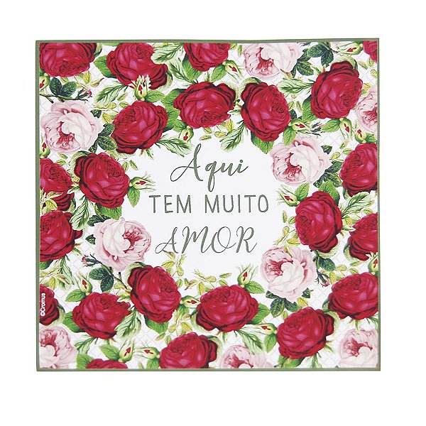 Guardanapo de Papel Aqui tem muito amor 25cm - 20 folhas - Cromus Natal - Rizzo Embalagens