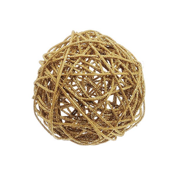 Bola Rattan Ouro 10cm - 01 unidade - Cromus Natal - Rizzo Embalagens