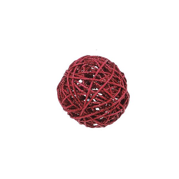 Bola Rattan Vermelho 10cm - 01 unidade - Cromus Natal - Rizzo Embalagens