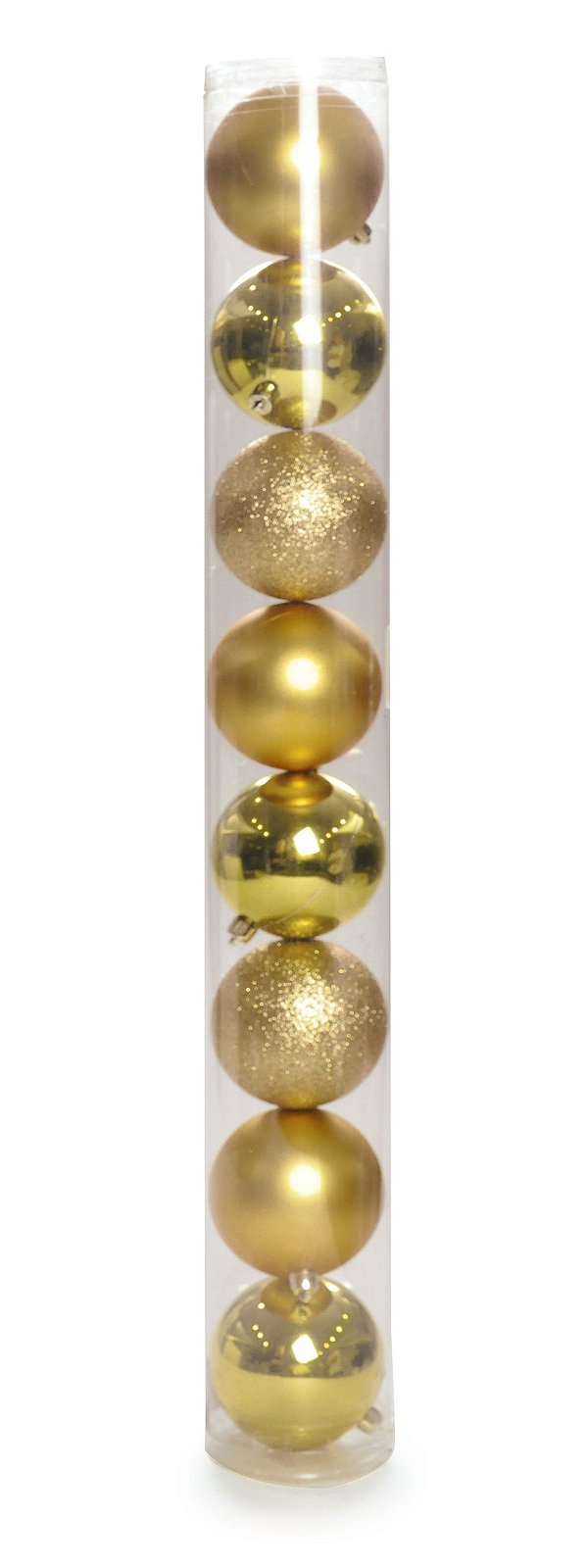 Bolas em Tubo Ouro 6cm - 08 unidades - Cromus Natal - Rizzo Embalagens