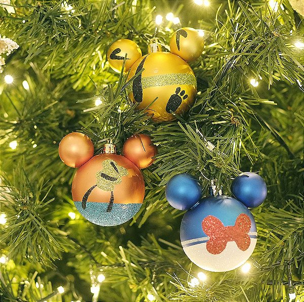 Kit Bolas Pluto Pateta e Pato Donald 6cm - 06 unidades Natal Disney - Cromus - Rizzo Embalagens