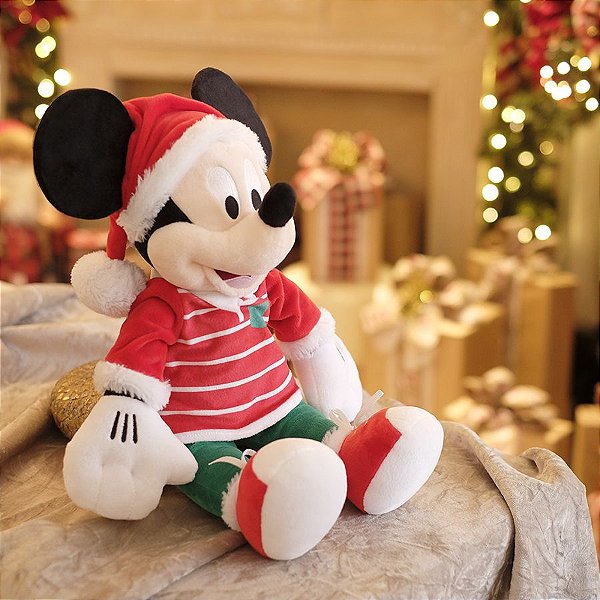 Mickey de Pelúcia com Roupa Listrada 45cm - 01 unidade Natal Disney - Cromus - Rizzo Embalagens