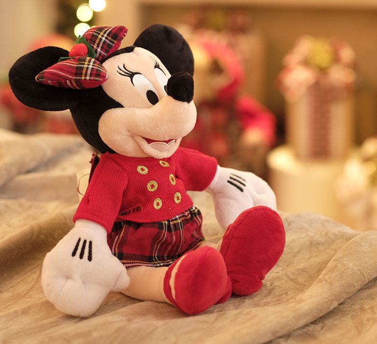 Minnie de Pelúcia de Pelúcia com Vestido Xadrez 45cm - 01 unidade Natal Disney - Cromus - Rizzo Embalagens