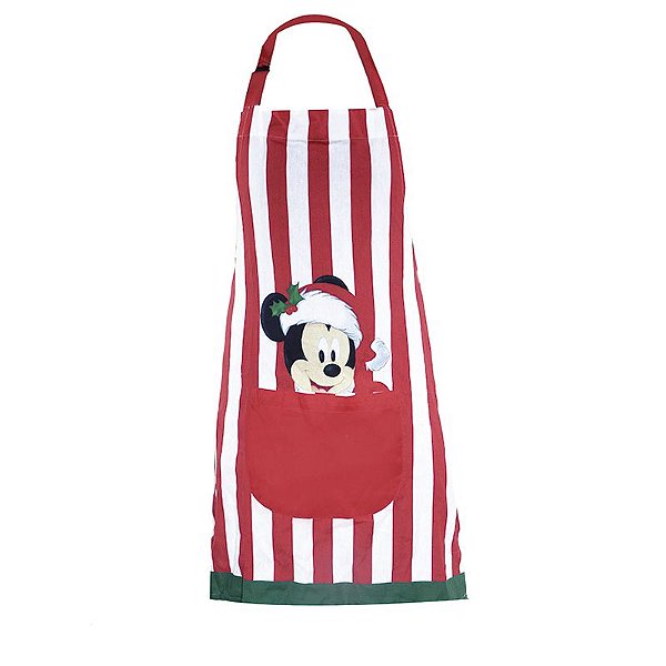 Avental Mickey Mouse Listras Vermelho e Branco 80cm - 01 unidade Natal Disney - Cromus - Rizzo Embalagens