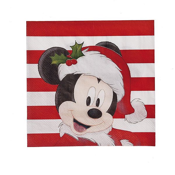 Guardanapo de Papel Mickey Mouse Gorro - 20 folhas Natal Disney - Cromus - Rizzo Embalagens