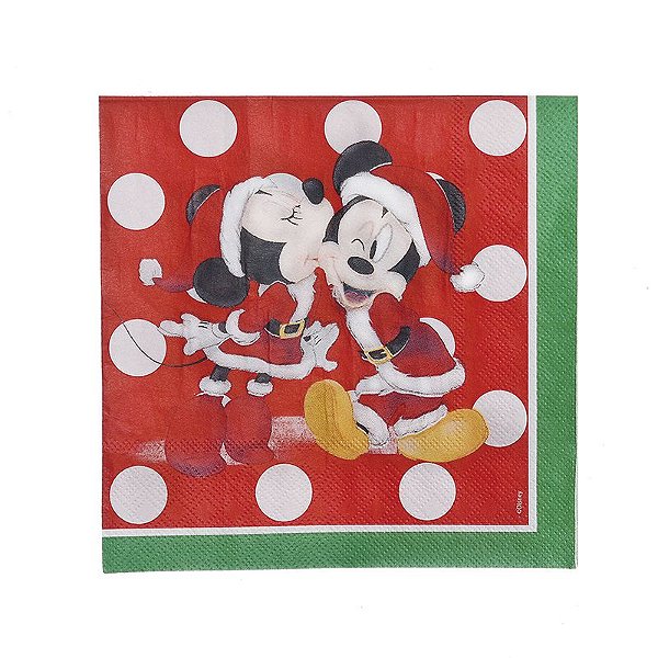 Guardanapo de Papel Mickey e Minnie Mouse - 20 folhas Natal Disney - Cromus - Rizzo Embalagens