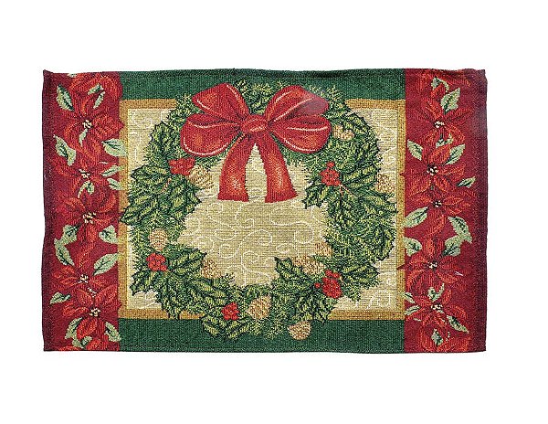 Jogo Americano Guirlanda Vermelho e Verde 50cm - 01 unidade - Cromus Natal - Rizzo Embalagens