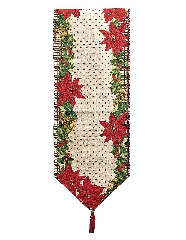 Caminho de Mesa com Flores 180cm - 01 unidade - Cromus Natal - Rizzo Embalagens