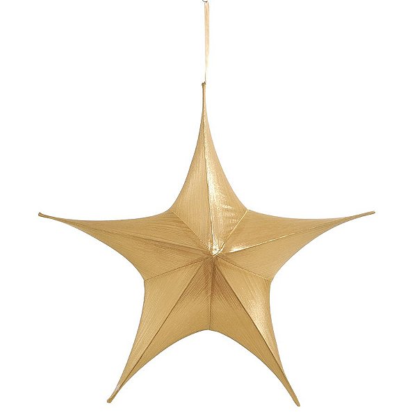 Estrela Aérea Decorativa Ouro 90cm - 01 unidade - Cromus Natal - Rizzo Embalagens