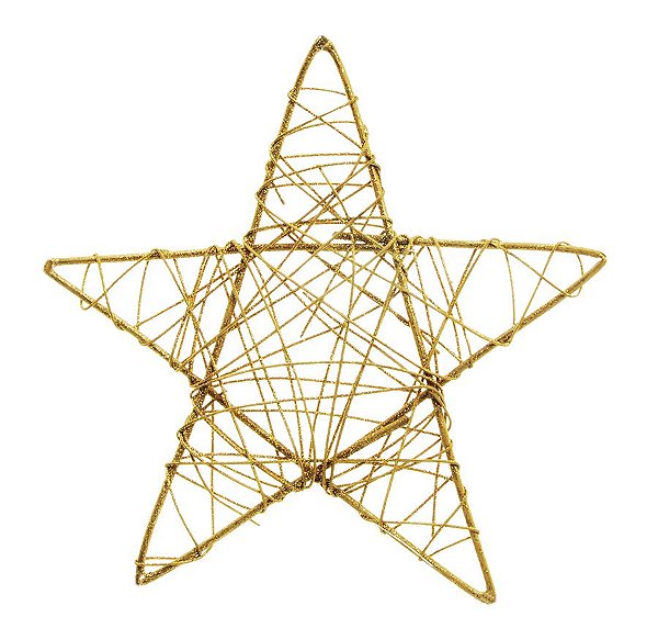 Estrela Rattan Ouro 35cm - 01 unidade - Cromus Natal - Rizzo Embalagens