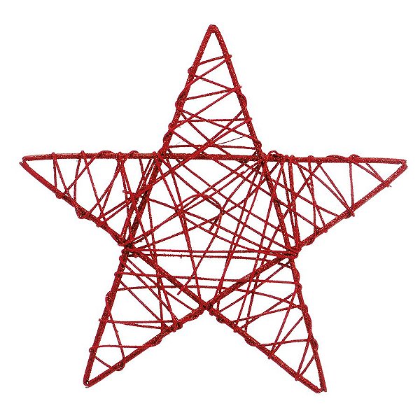 Estrela Rattan Vermelho 30cm - 01 unidade - Cromus Natal - Rizzo Embalagens