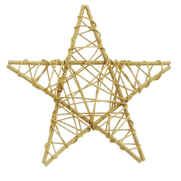 Estrela Rattan Ouro 20cm - 01 unidade - Cromus Natal - Rizzo Embalagens