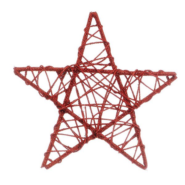 Estrela Rattan Vermelho 20cm - 01 unidade - Cromus Natal - Rizzo Embalagens