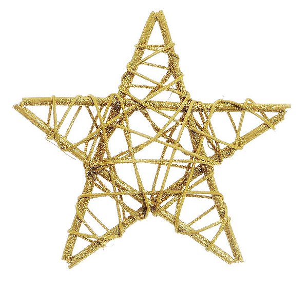 Estrela Rattan Ouro 15cm - 01 unidade - Cromus Natal - Rizzo Embalagens