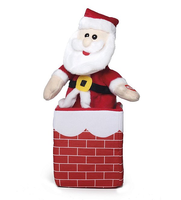 Papai Noel com Som e Movimento na Chaminé 25cm - 01 unidade - Cromus Natal - Rizzo Embalagens