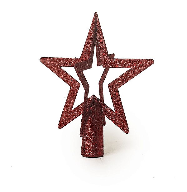 Topo Arvore de Natal Estrela Vazada Vermelha - Cromus Natal - 1 unidade - Rizzo