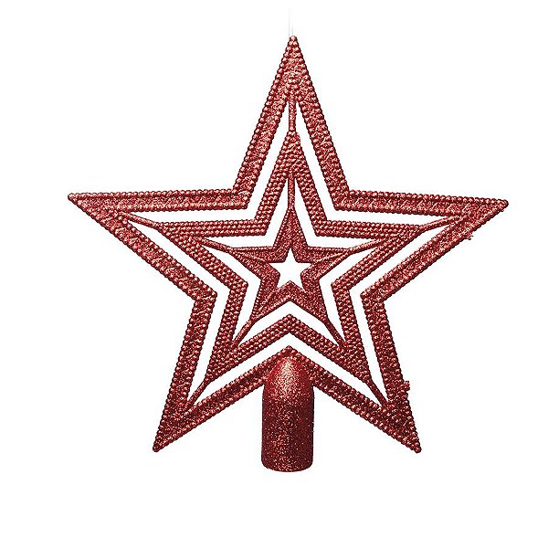 Ponteira para Árvore Estrela Vermelho Vazada 20cm - 01 unidade - Cromus Natal - Rizzo Embalagens