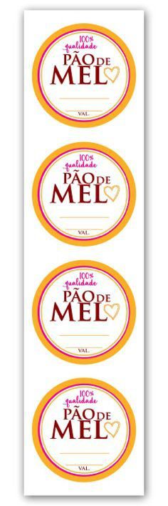Etiqueta Adesiva Pão de Mel Cod. 4854 - 20 unidades - Miss Embalagens - Rizzo Embalagens