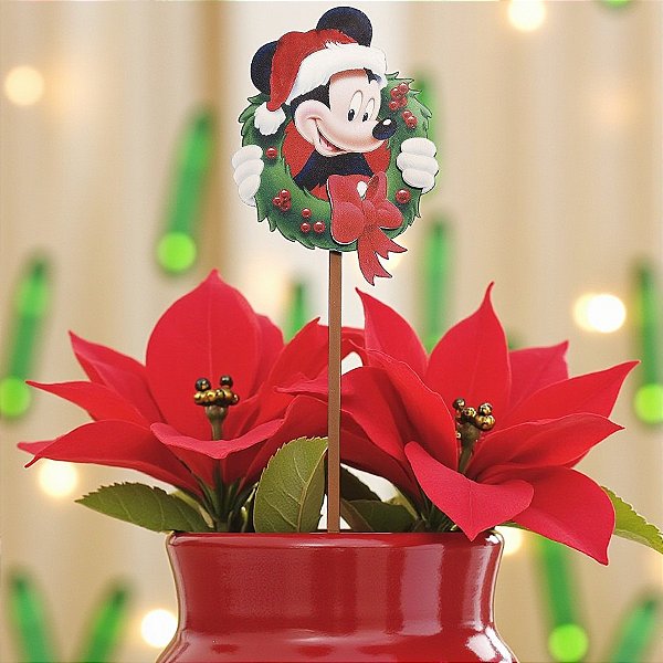 Pick Decorativo Médio de Madeira - Mickey Guirlanda para Jardim - 38cm - 01 unidade - Disney Original -  Rizzo