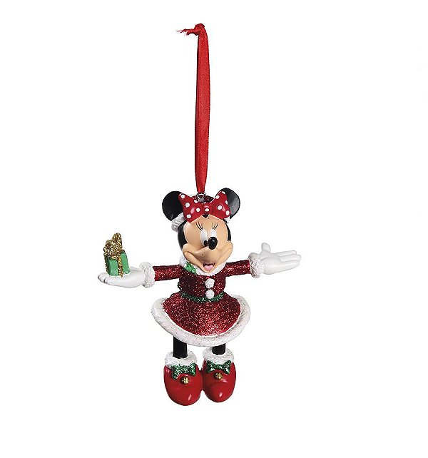 Enfeite para Pendurar Minnie com Presente 10cm - 01 unidade - Natal Disney - Cromus - Rizzo Embalagens