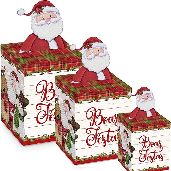 Caixa Panetone Pop Up Turminha de Natal - 10 unidades - Cromus Natal - Rizzo Embalagens