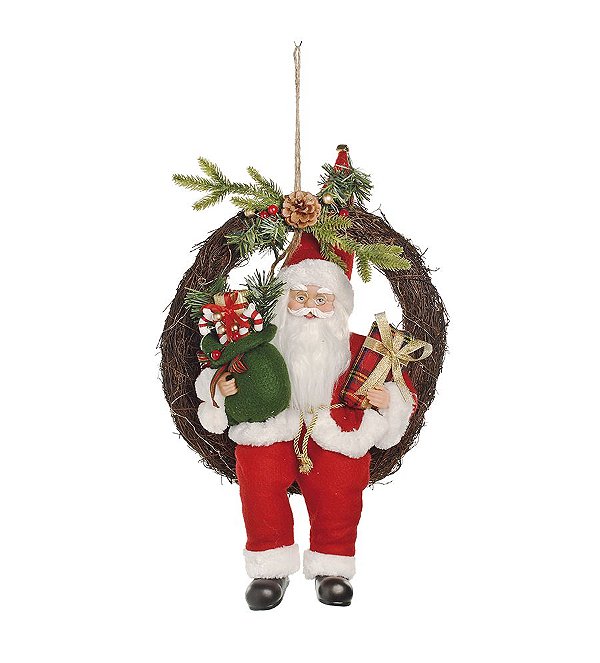 Guirlanda Papai Noel Sentado Presentes com Luz 50cm - 01 unidade - Cromus Natal - Rizzo Embalagens