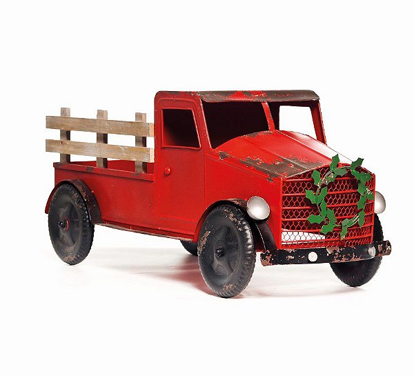 Caminhão de Metal Decoração Natal 30cm x 30cm x 75cm - Natal Cromus - Rizzo embalagens