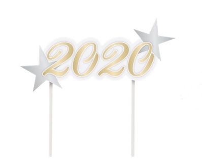 Topo de bolo Espeto 2020 Ano Novo - 01 unidade - Cromus Natal - Rizzo Embalagens