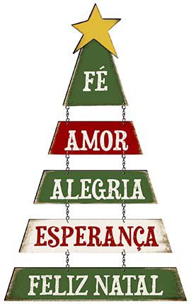 Placa Decorativa em MDF - Decor Home Natal - Árvore de Natal, Fé, Amor - DHN-019 - LitoArte Rizzo Confeitaria