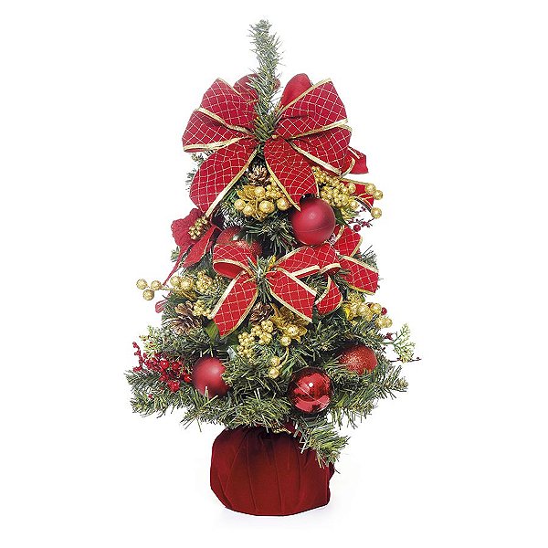 Mini Árvore Decorada Vermelho 60cm - 01 unidade - Cromus Natal - Rizzo Embalagens