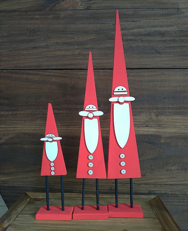Enfeite de Mesa Triângulo Noel MDF - 01 unidade - Rizzo Embalagens