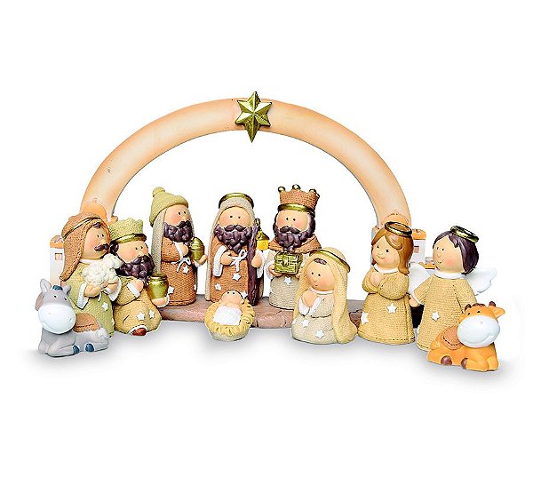 Mini Presépio Arco e Estrela 20cm - 01 unidade - Cromus Natal - Rizzo Embalagens