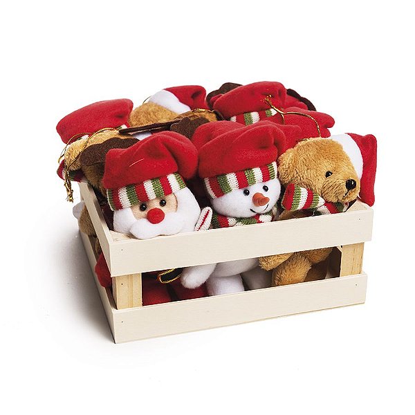 Mini Box com Urso Noel Boneco de Neve e Rena - 12 unidades - Cromus Natal - Rizzo Embalagens