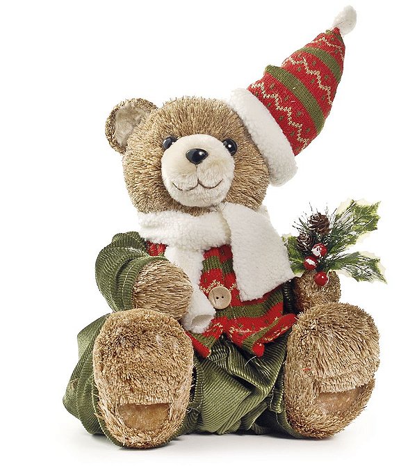 Urso Crespinha Sentado com Gorro 35cm - 01 unidade - Cromus Natal - Rizzo Embalagens