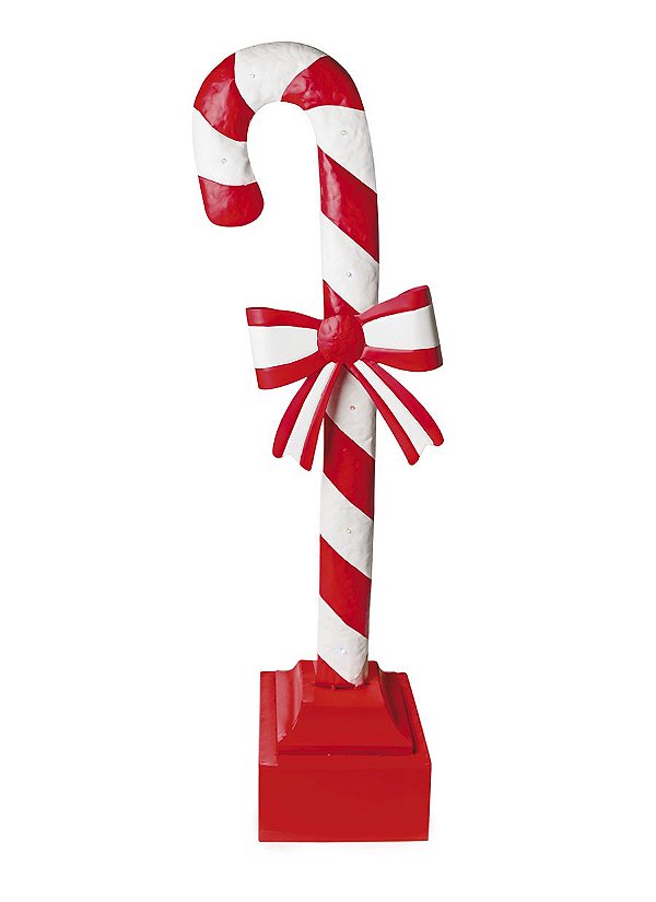 Placa Decorativa com Led Candy Cane 120cm - 01 unidade - Cromus Natal - Rizzo Embalagens