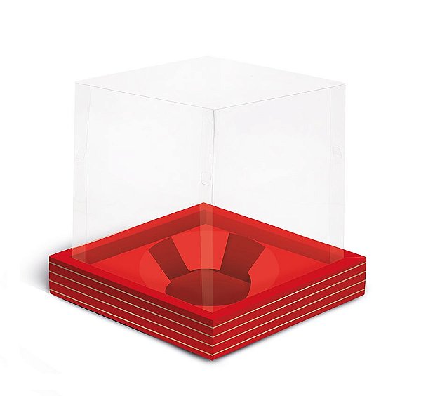 Caixa para Mini Panetone 80g 11x11x11cm Vermelho Listras Ouro - 12 unidades - Cromus Natal - Rizzo Embalagens