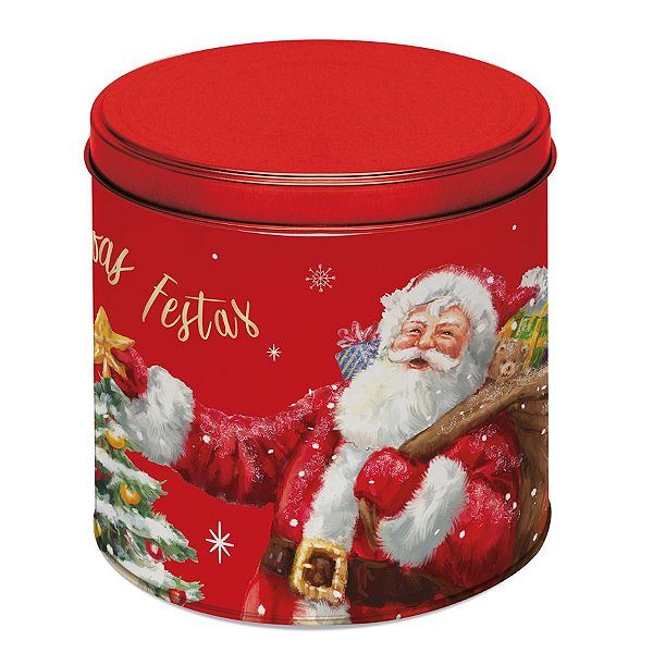 Lata para Panetone 500g Papai Noel - 01 unidade - Cromus Natal - Rizzo Embalagens