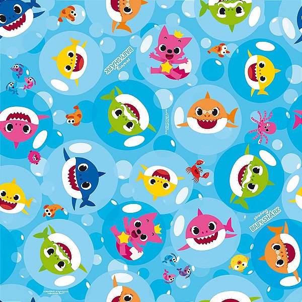 Folha para Ovos de Páscoa Baby Shark 69x89cm - 05 unidades - Páscoa Baby Shark Rizzo Embalagens