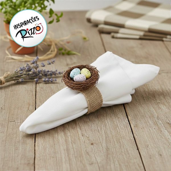 Argola para Guardanapo Ninho Ovinhos - 1 unidade - 7cm x 6cm x 6cm - Cromus Páscoa - Rizzo Embalagens