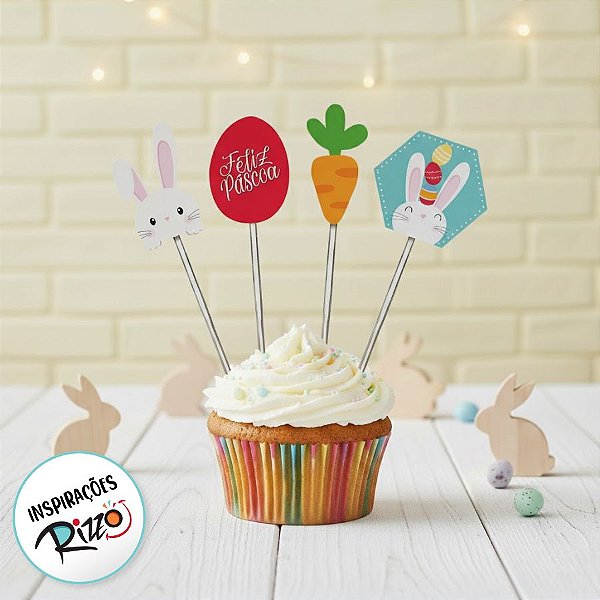 Pick Decorativo - Feliz Páscoa Energia - Sortido - 12 unidades - Cromus - Rizzo