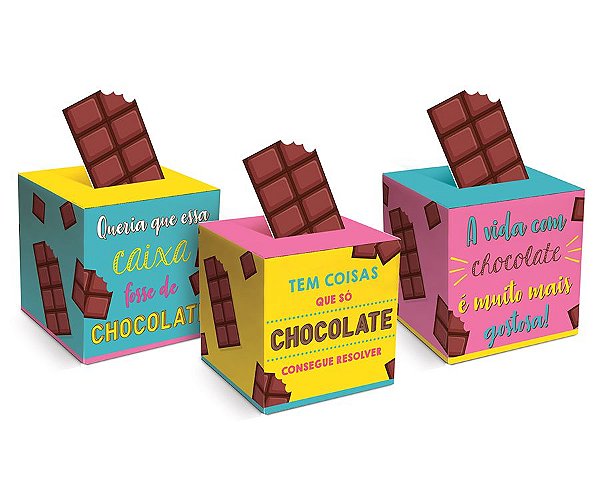 Caixa Pop Up Chocolate Sortido P 7x7x7cm - 10 unidades - Cromus Páscoa - Rizzo Embalagens