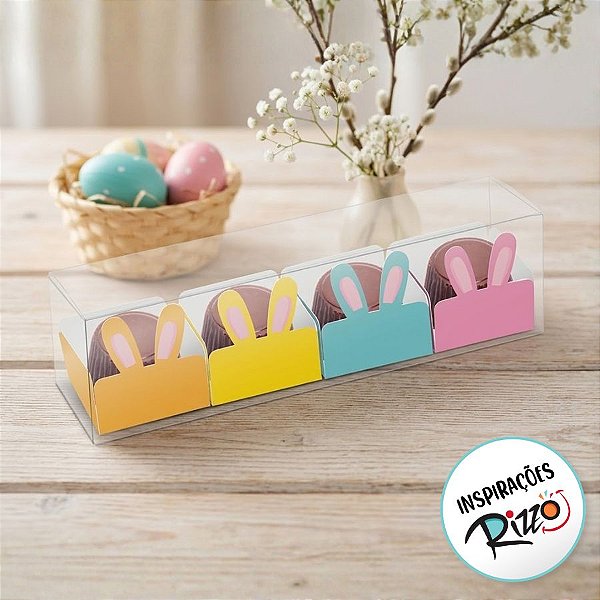 Caixa Clean 4 Doces com Forminha de Orelinha Páscoa Cores - 10 unidades - Cromus - Fora de Linha