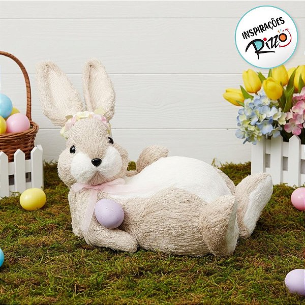 Coelho Carinhoso Deitado - 25cm x 35m x 20cm - Cromus Páscoa - Rizzo Embalagens