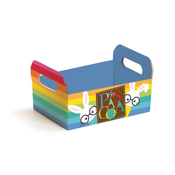 Caixote de Papel Cartão Multicolorido - 01 unidade - Cromus Páscoa - Rizzo Embalagens