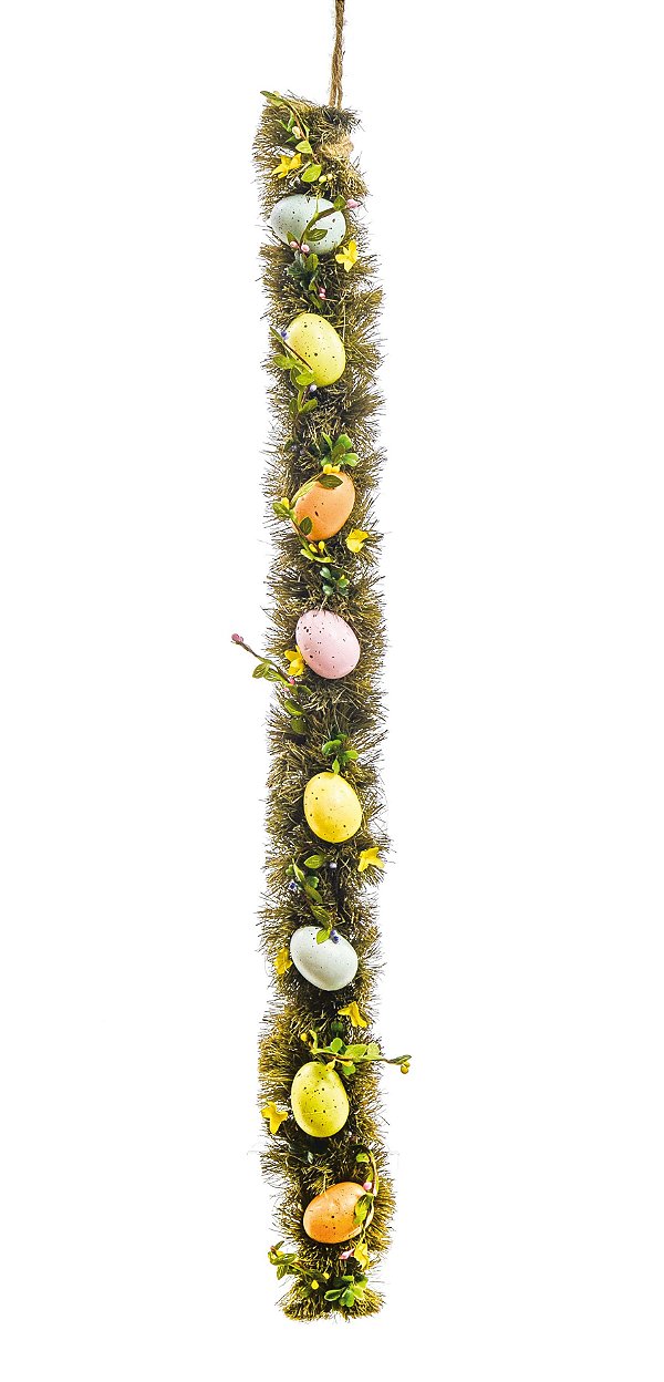 Trilho Barrado com Ovos Decorativos Decoração de Páscoa - 80cm   - Cromus Páscoa Rizzo Embalagens