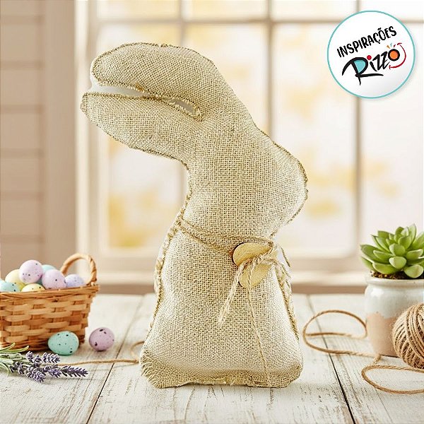 Enfeite Coelho Rústico Decorativo Juta com Cordão Coração - 1 unidade - Cromus - Rizzo